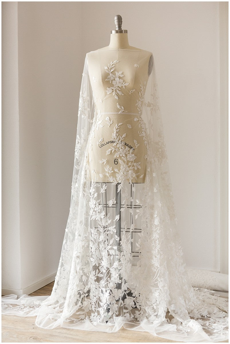 3D bestickter Blumen-Spitzenstoff, Braut-3d-Spitzenstoff, Brautkleid-Spitzenstoff, geperlte Blumen-Spitze, Braut-Spitzenkleid // L17-112