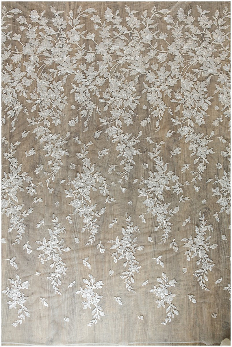 3D bestickter Blumen-Spitzenstoff, Braut-3d-Spitzenstoff, Brautkleid-Spitzenstoff, geperlte Blumen-Spitze, Braut-Spitzenkleid // L17-112
