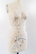 Perlen Applikationen für Brautkleid Off-White/ Blumenspitzen Aufnäher/ bestickte Spitzenapplikationen/ Spitzenapplikationen// A24-216B