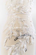 Perlen Applikationen für Brautkleid Off-White/ Blumenspitzen Aufnäher/ bestickte Spitzenapplikationen/ Spitzenapplikationen// A24-216B