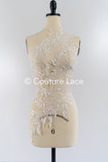 Pearl Appliques for Wedding Dress Off-White/ Floral Lace Patches/ Embroidered Lace Appliques/ Lace Appliques// A21-216