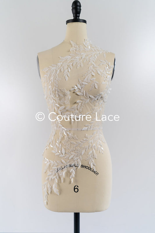 Perlen Applikationen für Brautkleid Off-White/ Blumenspitzen Aufnäher/ bestickte Spitzenapplikationen/ Spitzenapplikationen// A24-216