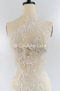 Pearl Appliques for Wedding Dress Off-White/ Floral Lace Patches/ Embroidered Lace Appliques/ Lace Appliques// A21-216