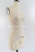 Pearl Appliques for Wedding Dress Off-White/ Floral Lace Patches/ Embroidered Lace Appliques/ Lace Appliques// A21-216