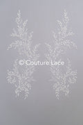Pearl Appliques for Wedding Dress Off-White/ Floral Lace Patches/ Embroidered Lace Appliques/ Lace Appliques// A21-216