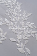 Pearl Appliques for Wedding Dress Off-White/ Floral Lace Patches/ Embroidered Lace Appliques/ Lace Appliques// A21-216