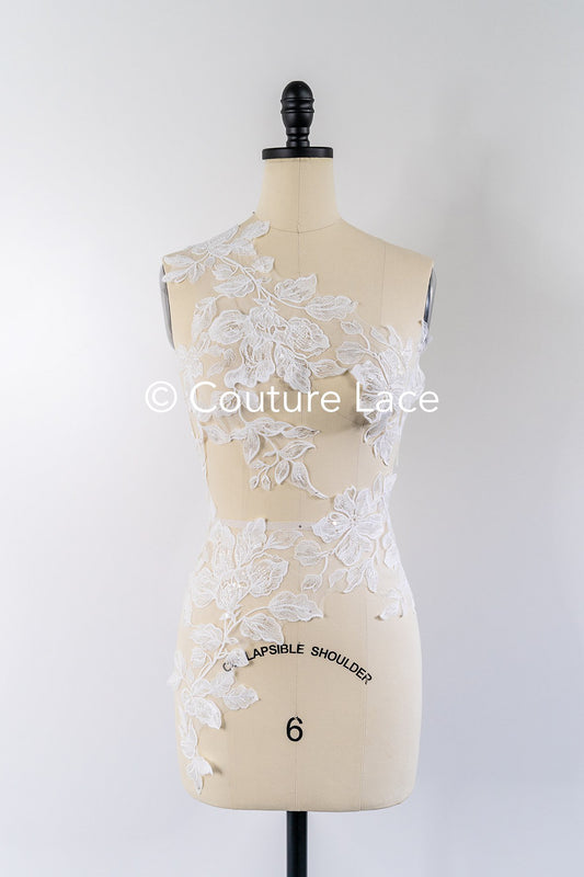 Blumen Applikation/ Perlen Braut Aufnäher/ Hochzeitskleid Spitze Applikation/ Perlen Braut Aufnäher/ A23-338