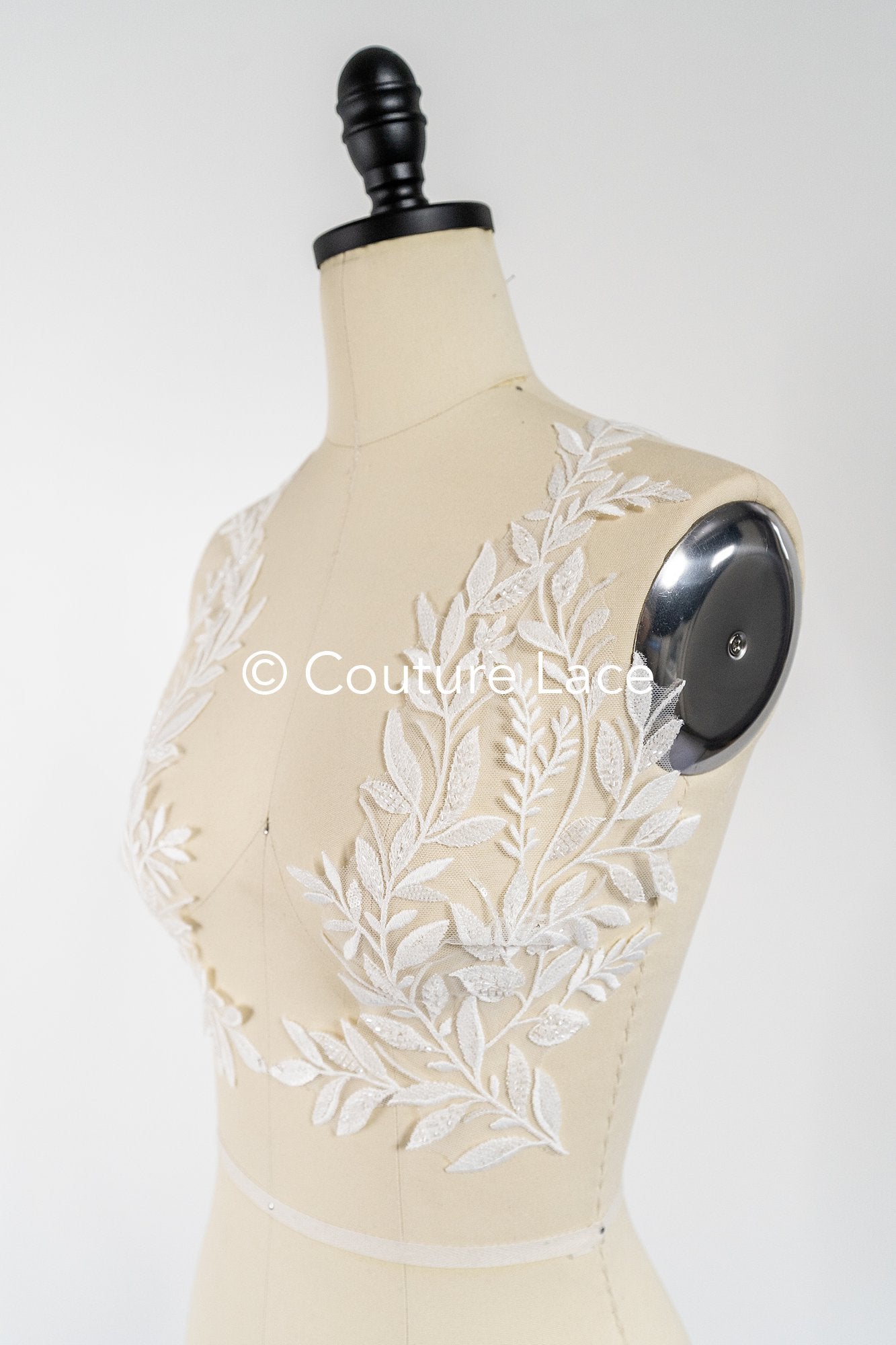 Applikation mit Perlen & Pailletten/ Hochzeitskleid Spitzenapplikation/ Braut Applikation// A24-002