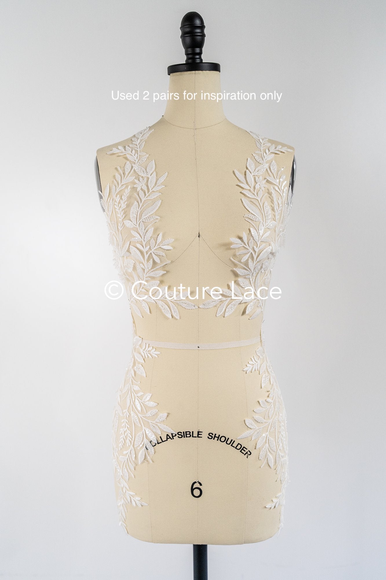 Applikation mit Perlen & Pailletten/ Hochzeitskleid Spitzenapplikation/ Braut Applikation// A24-002