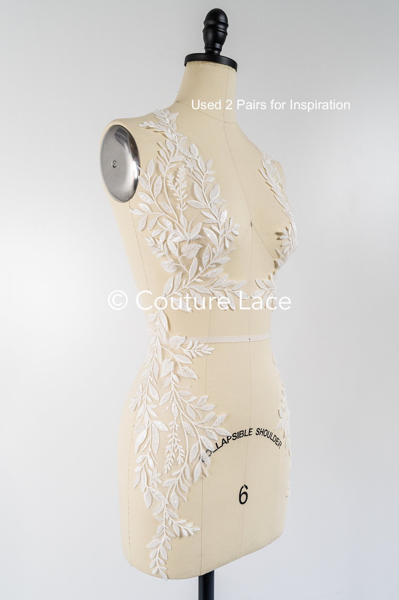 Applikation mit Perlen & Pailletten/ Hochzeitskleid Spitzenapplikation/ Braut Applikation// A24-002