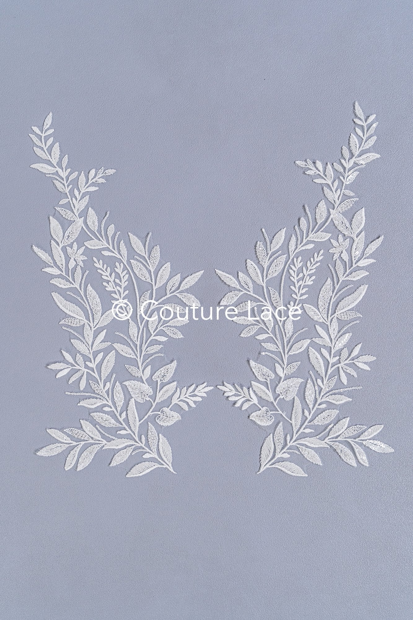 Applikation mit Perlen & Pailletten/ Hochzeitskleid Spitzenapplikation/ Braut Applikation// A24-002