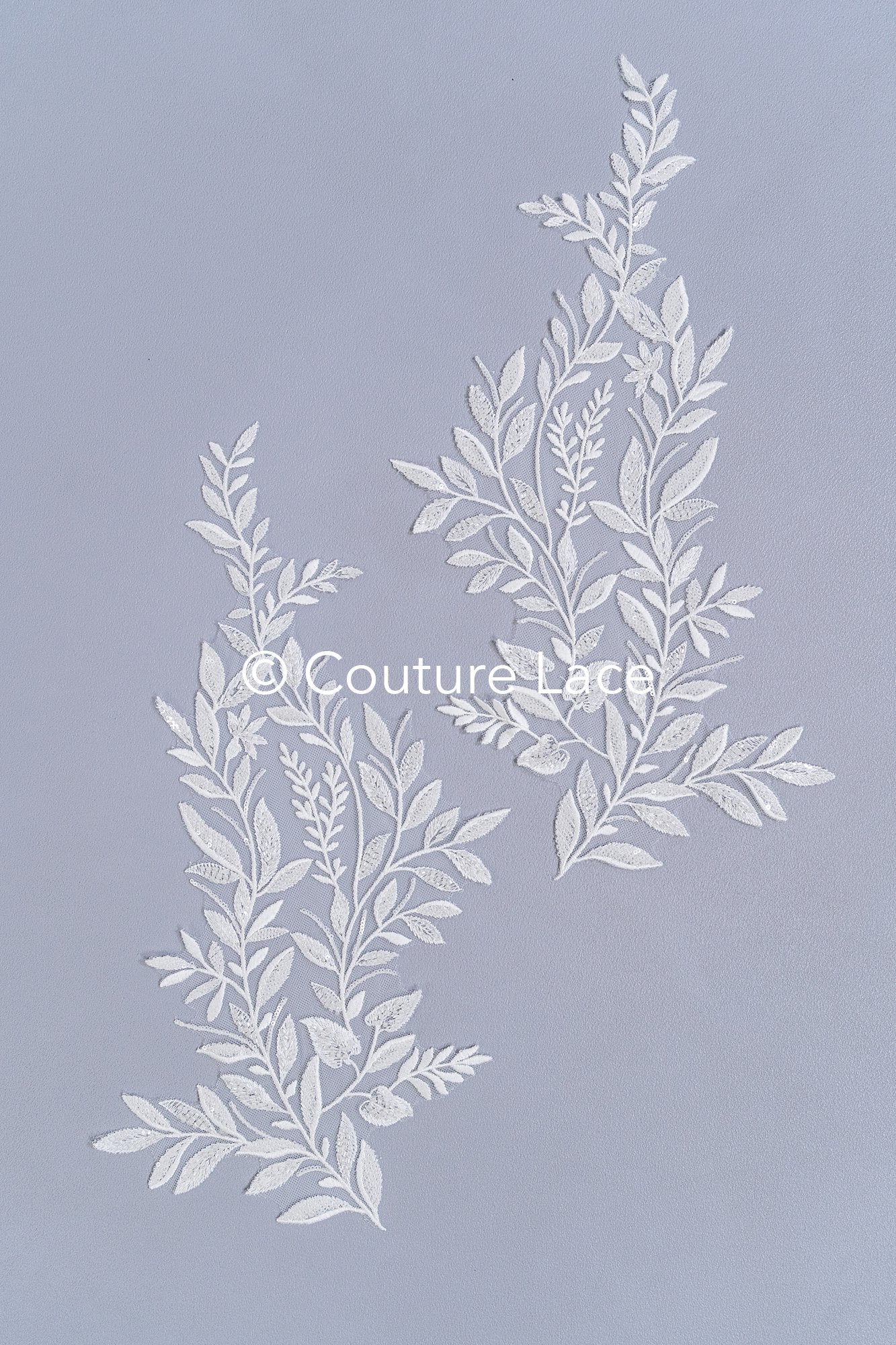 Applikation mit Perlen & Pailletten/ Hochzeitskleid Spitzenapplikation/ Braut Applikation// A24-002