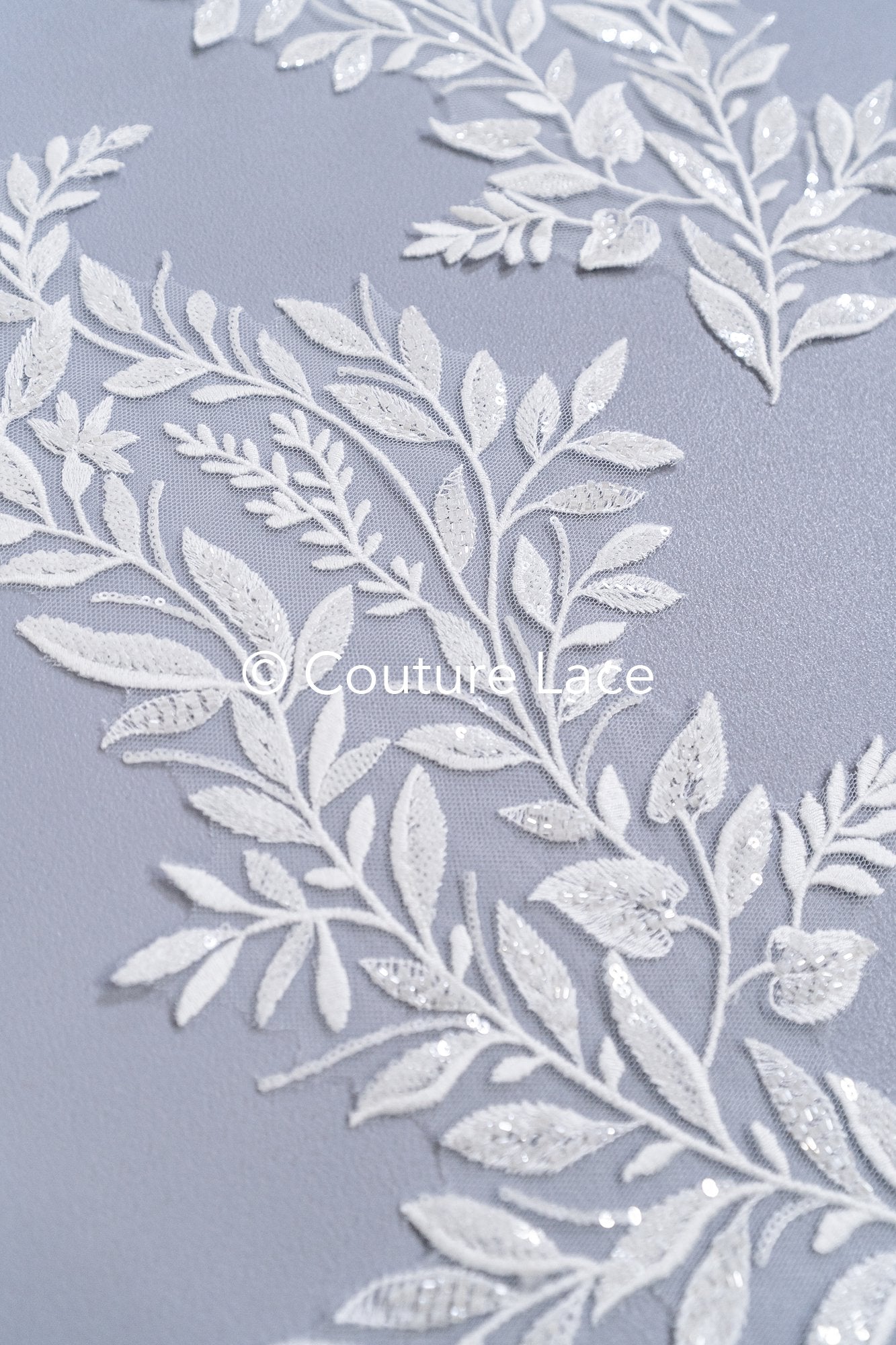 Applikation mit Perlen & Pailletten/ Hochzeitskleid Spitzenapplikation/ Braut Applikation// A24-002