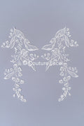 bestickte Applikation für Brautkleid/ Hochzeitskleid Spitzenapplikation/ Braut Spitzeh-Applikation// A24-005