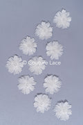 3D-Blumen zum Aufnähen/ 3D-Blüten mit Perlen & Pailletten zum Aufnähen/ off-white Braut-Blumen für Hochzeitskleid// A24-033 (1 Pck = 10 Stk)