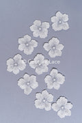 3D-Blumen zum Aufnähen/ 3D-Blüten mit Perlen & Pailletten zum Aufnähen/ off-white Braut-Blumen für Hochzeitskleid// A24-051 (1 Pck = 10 Stk)