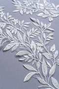 Applikation weiß mit Perlen & Pailletten/ Hochzeitskleid Spitzenapplikation/ Braut Applikation// A24-061