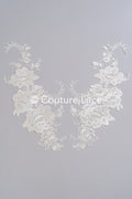 Applikation weiß/ florale Hochzeitskleid Spitzenapplikation/ Braut Applikation// A24-093