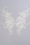 Applikation weiß/ florale Hochzeitskleid Spitzenapplikation/ Braut Applikation// A24-093