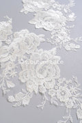 Applikation weiß/ florale Hochzeitskleid Spitzenapplikation/ Braut Applikation// A24-093