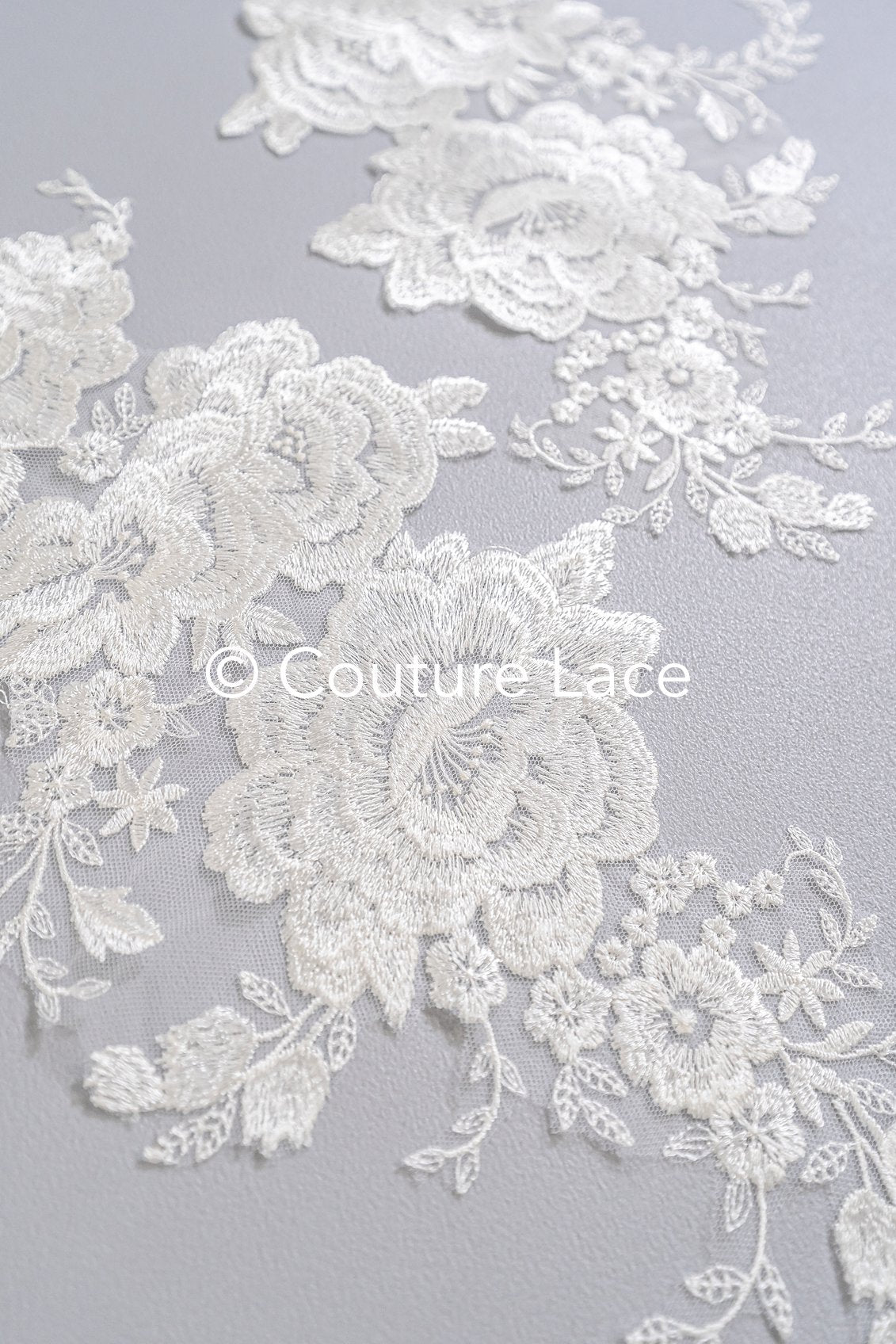 Applikation weiß/ florale Hochzeitskleid Spitzenapplikation/ Braut Applikation// A24-093
