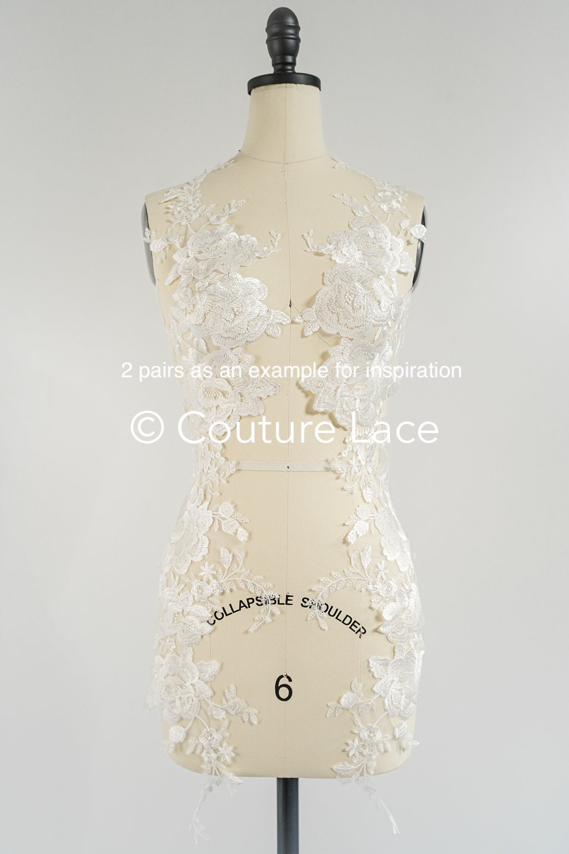 Applikation weiß/ florale Hochzeitskleid Spitzenapplikation/ Braut Applikation// A24-093