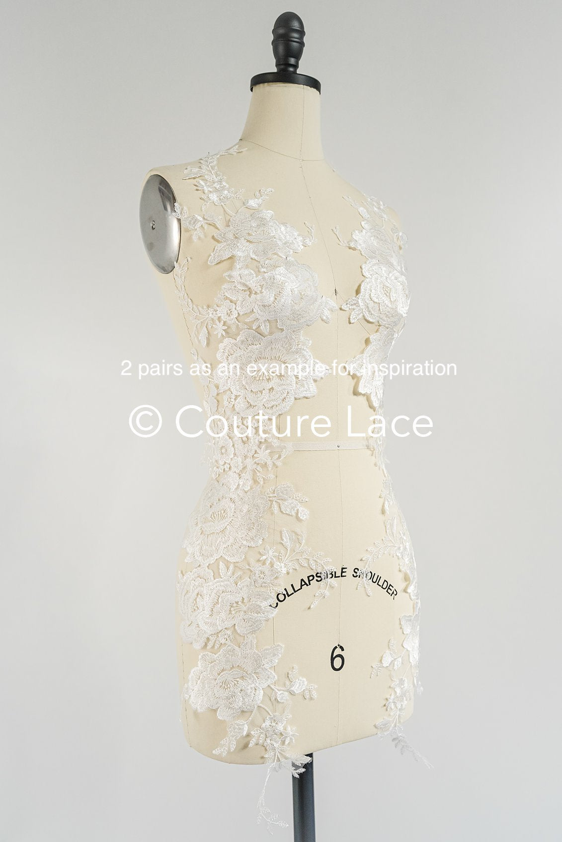 Applikation weiß/ florale Hochzeitskleid Spitzenapplikation/ Braut Applikation// A24-093