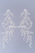 Romantische Applikation off-white/ Brautapplikation mit Blumen/ Brautkleid Spitzenapplikation/ Brautspitze Applikation// A24-371