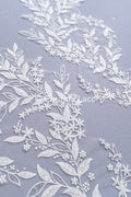 Romantische Applikation off-white/ Brautapplikation mit Blumen/ Brautkleid Spitzenapplikation/ Brautspitze Applikation// A24-371