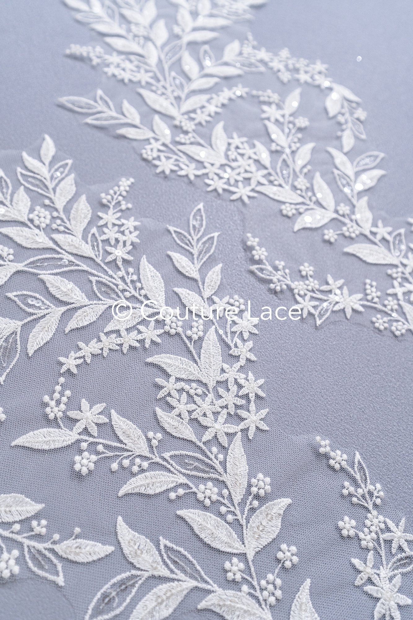 Romantische Applikation off-white/ Brautapplikation mit Blumen/ Brautkleid Spitzenapplikation/ Brautspitze Applikation// A24-371
