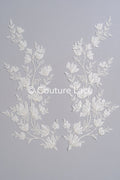 Romantische Applikation off-white/ Brautapplikation mit Blumen/ Brautkleid Spitzenapplikation/ Brautspitze Applikation// A24-376