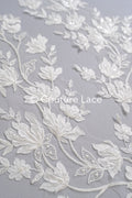Romantische Applikation off-white/ Brautapplikation mit Blumen/ Brautkleid Spitzenapplikation/ Brautspitze Applikation// A24-376