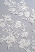 Romantische Applikation off-white/ Brautapplikation mit Blumen/ Brautkleid Spitzenapplikation/ Brautspitze Applikation// A24-376