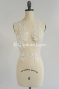 Romantische Applikation off-white/ Brautapplikation mit Blumen/ Brautkleid Spitzenapplikation/ Brautspitze Applikation// A24-376