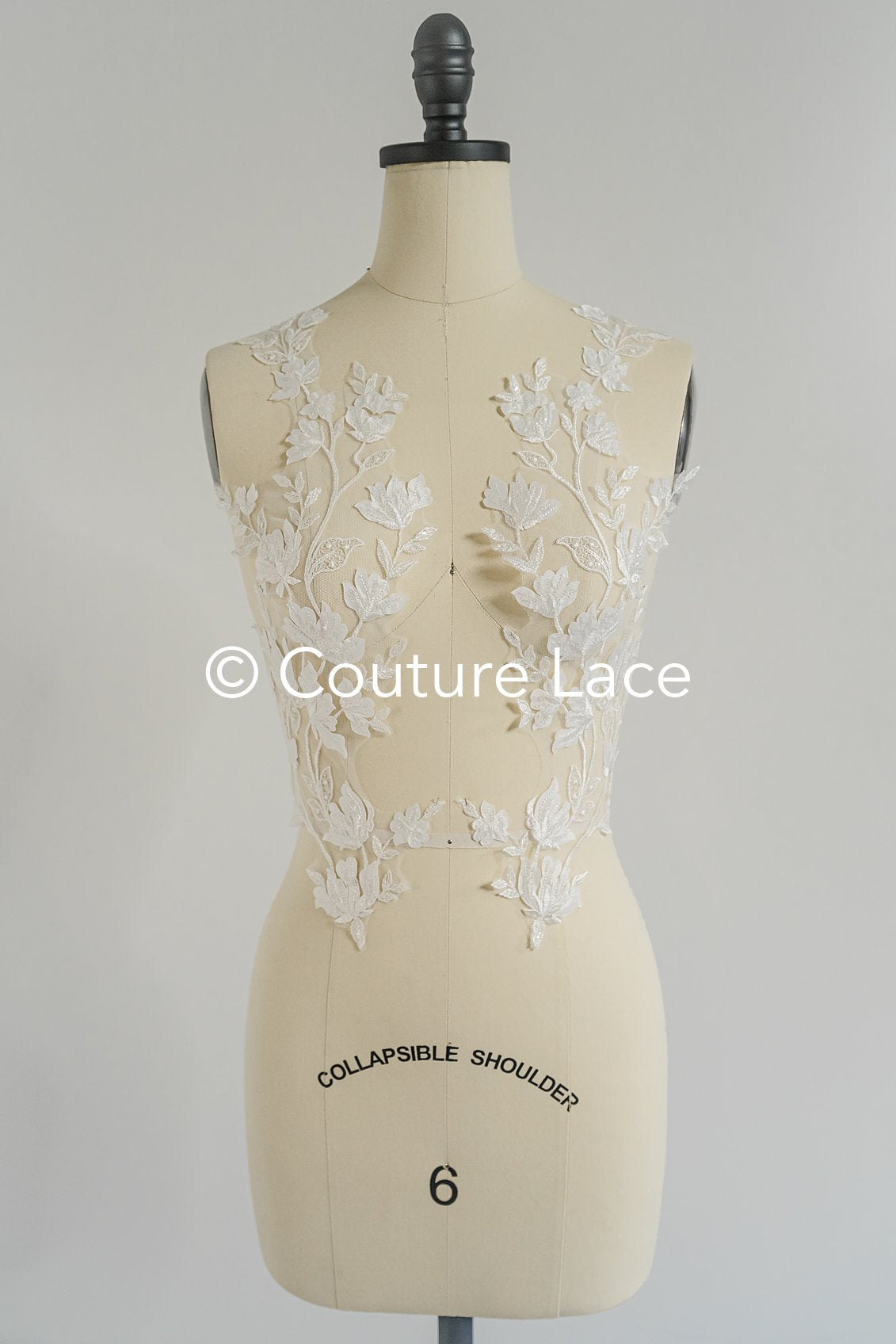 Romantische Applikation off-white/ Brautapplikation mit Blumen/ Brautkleid Spitzenapplikation/ Brautspitze Applikation// A24-376