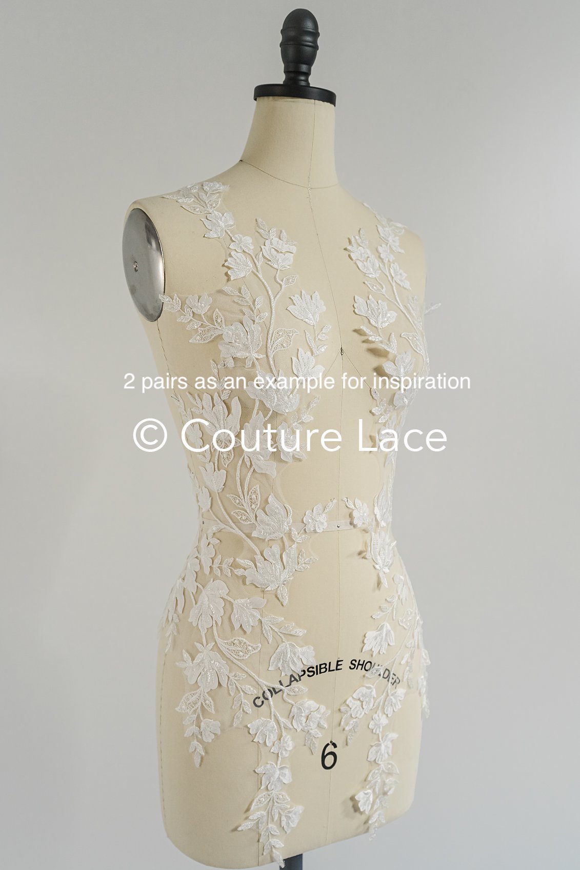 Romantische Applikation off-white/ Brautapplikation mit Blumen/ Brautkleid Spitzenapplikation/ Brautspitze Applikation// A24-376