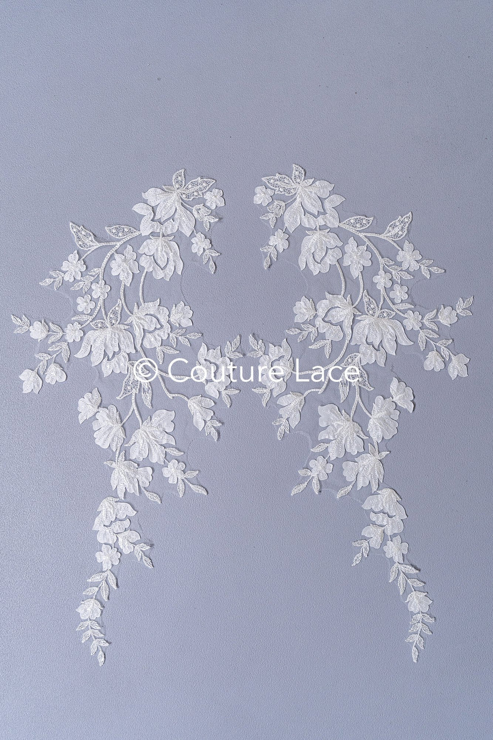 Romantische Applikation off-white/ Brautapplikation mit Blumen/ Brautkleid Spitzenapplikation/ Brautspitze Applikation// A24-377
