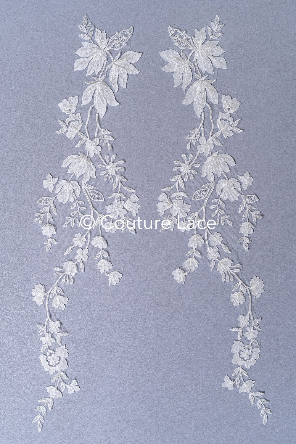 Romantische Applikation off-white/ Brautapplikation mit Blumen/ Brautkleid Spitzenapplikation/ Brautspitze Applikation// A24-378