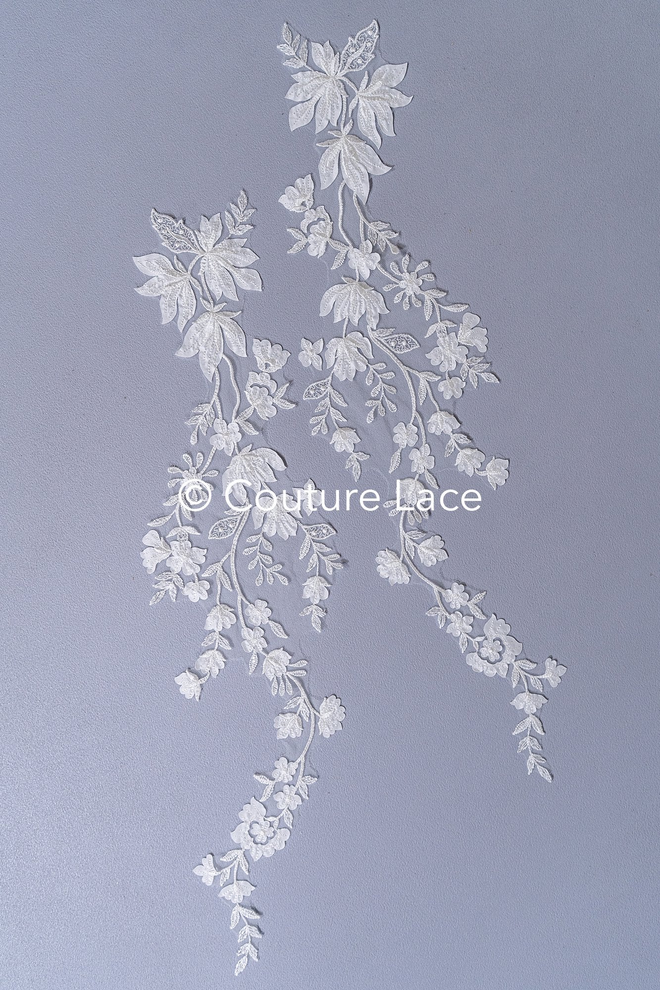 Romantische Applikation off-white/ Brautapplikation mit Blumen/ Brautkleid Spitzenapplikation/ Brautspitze Applikation// A24-378
