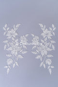 Romantische Applikation off-white/ Brautapplikation mit Perlen & Pailletten/ Brautkleid Spitzenapplikation/ Blumen Brautspitze Applikation// A24-380
