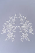 Romantische Applikation off-white/ Brautapplikation mit Perlen & Pailletten/ Brautkleid Spitzenapplikation/ Blumen Brautspitze Applikation// A24-380