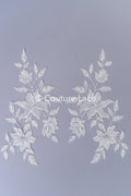 Romantische Applikation off-white/ Brautapplikation mit Perlen & Pailletten/ Brautkleid Spitzenapplikation/ Blumen Brautspitze Applikation// A24-380