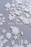 Romantische Applikation off-white/ Brautapplikation mit 3D Blumen & Perlen/ Brautkleid Spitzenapplikation/ Blumen Brautspitze Applikation// A24-381