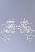 Romantische Applikation off-white/ Brautapplikation mit 3D Blumen & Perlen/ Brautkleid Spitzenapplikation/ Blumen Brautspitze Applikation// A24-382