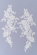 Romantische Applikation off-white/ Brautapplikation mit 3D Blumen & Perlen/ Brautkleid Spitzenapplikation/ Blumen Brautspitze Applikation// A24-383