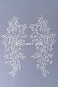 Romantische Applikation off-white/ Brautapplikation mit Blumen & Pailletten/ Brautkleid Spitzenapplikation/ Blumen Brautspitze Applikation// A24-386