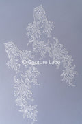 Romantische Applikation off-white/ Brautapplikation mit Blumen/ Brautkleid Spitzenapplikation/ Blumen Brautspitze Applikation// A24-387