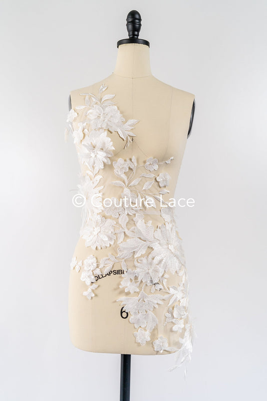 Elegante Braut-Spitzenapplikation/ einzigartige Brautkleid-Verzierungen für Ihren großen Tag// A24-388