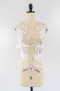 Brautspitzenapplikationen mit 3D Blumen/ Brautkleid Spitzenverzierungen mit Perlen// A24-389