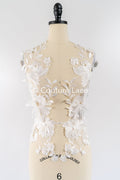 Brautspitzenapplikationen mit 3D Blumen/ Brautkleid Spitzenverzierungen mit Perlen// A24-389